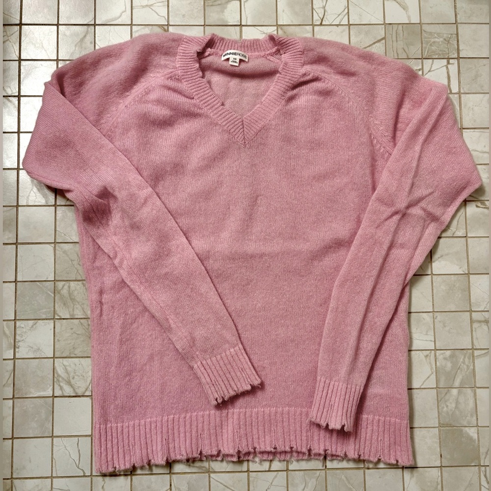 Minnie Rose Frayed Edge Cashmere Sweater